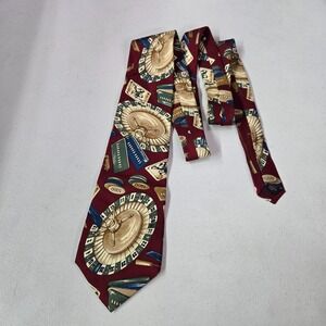VINTAGE Surrey Sophisticates Men Tie Red 80s Casino Roulette Gamble Vegas Silk‎